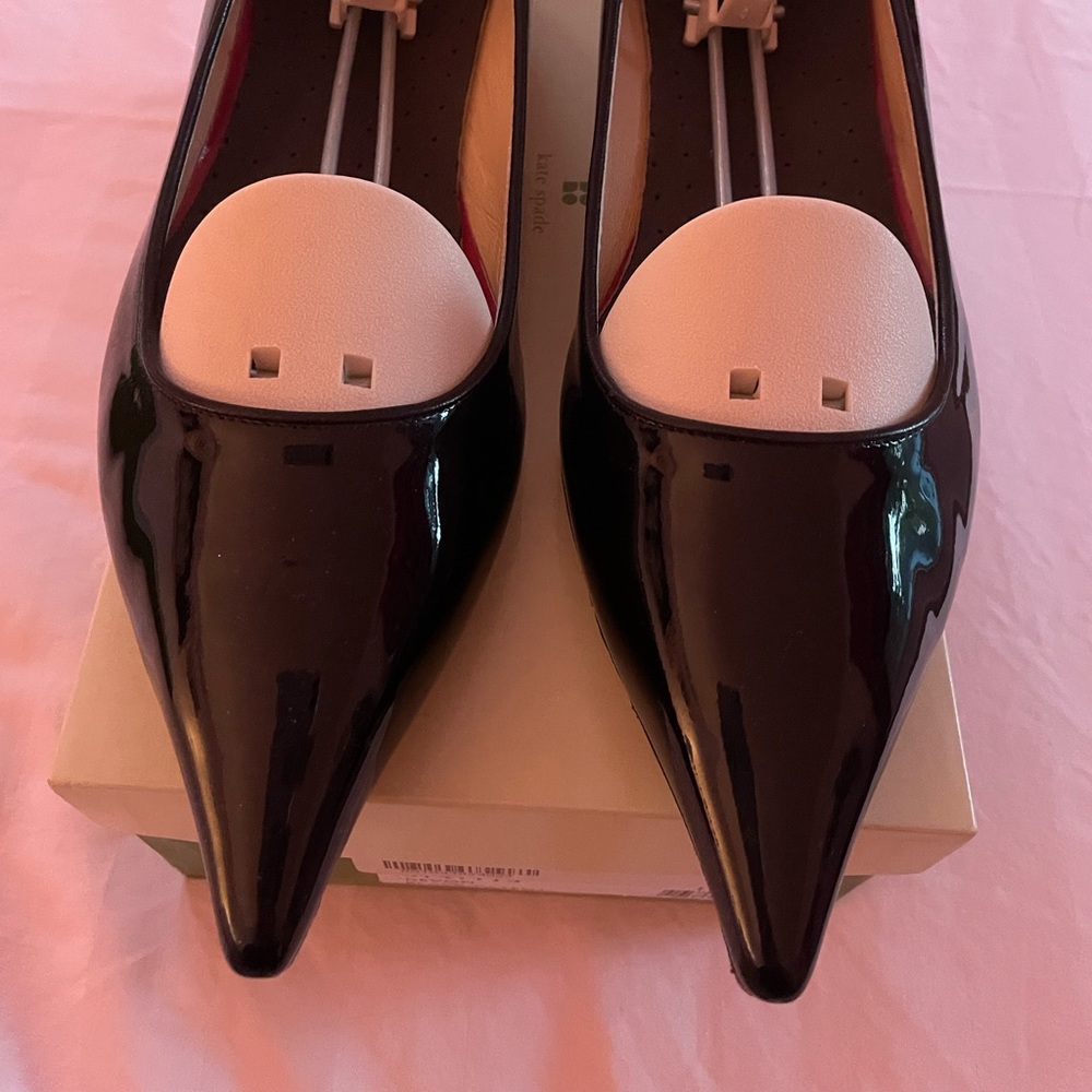 Kate Spade Devon black patent pointy flats s141115 10